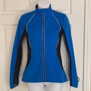 Reebok Bright Blue Zip Up Track Jacket with Black and Lime Green Accents